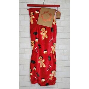 Red Gingerbread Man‎ Candy Cane Throw Blanket Christmas Artisan 50x70 Baking NEW